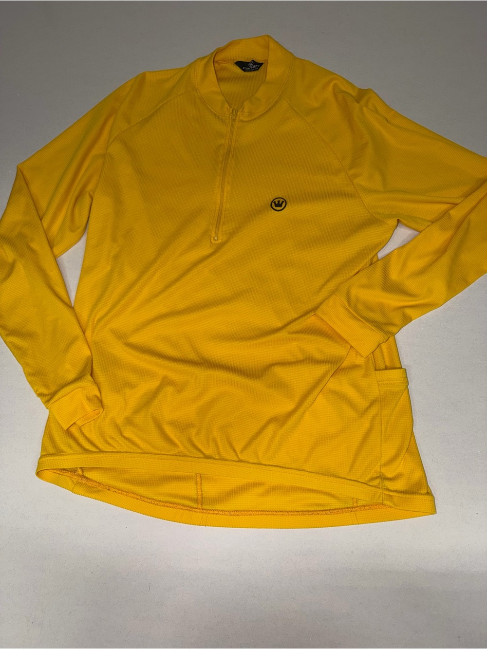 Yellow Canari Quarter-Zip Cyclist Athletic Pullover with Crown Logo